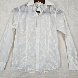 Craig Taylor Mia floral Jacquard Egyptian Cotton Shirt XS Neiman Marcus NWT